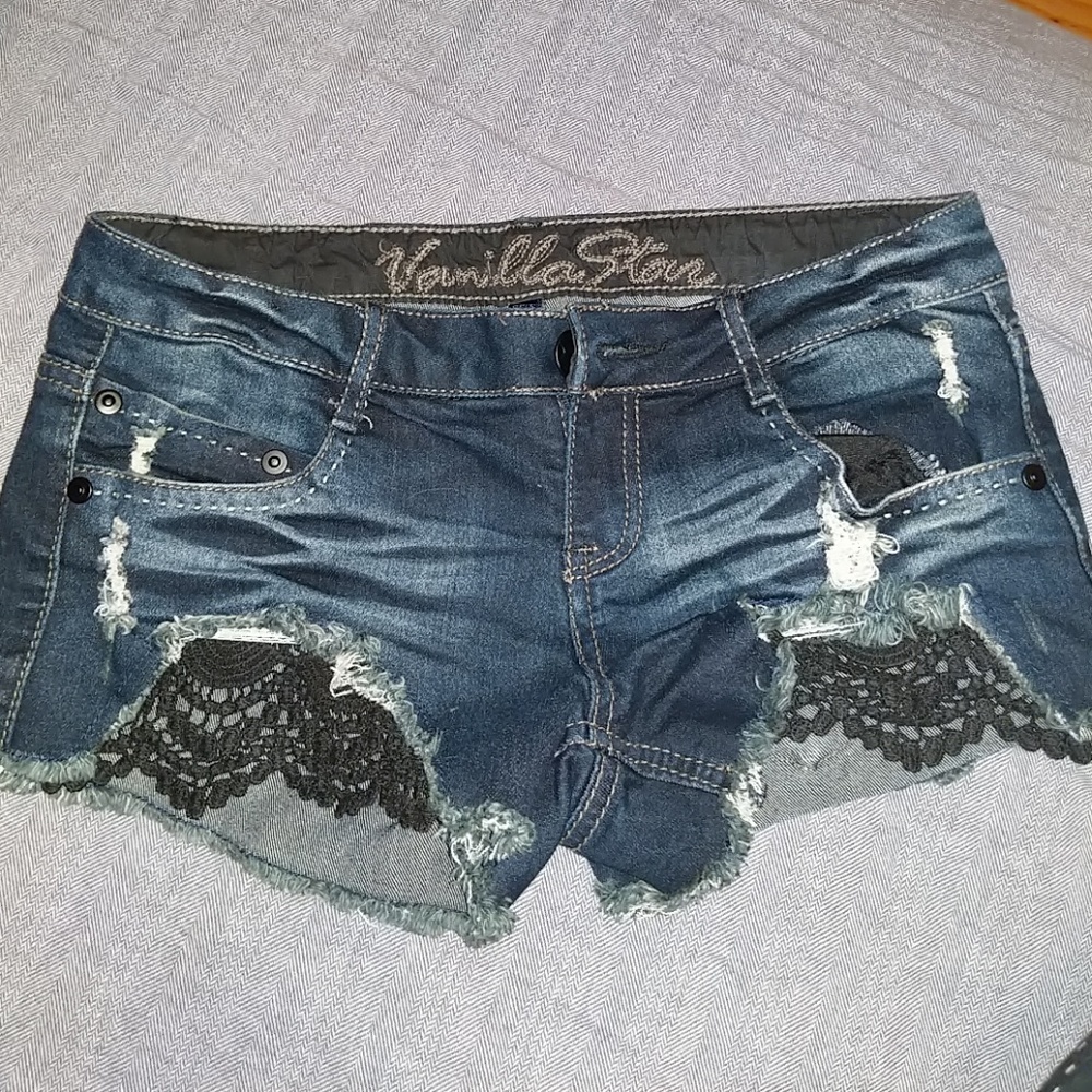 Ripped jean shorts